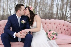 Bride and Groom kiss